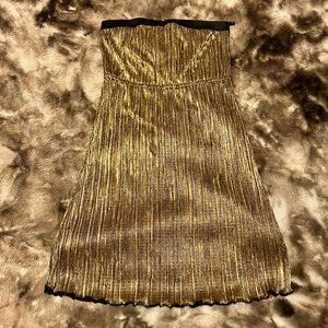 Strapless Reversible Gold/Black Stretchy Party Dress - Size Small